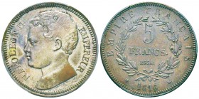 Napoléon II, Essai de 5 Francs, Paris, 1816, bronze argenté 22.7 g. 
Ref : G.596 (1989), Maz. 637b variante argentée 
Conservation : PCGS  SP61 Silv...