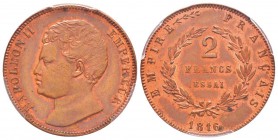 Napoléon II, Essai de 2 Francs, Paris, 1816, AE 8.3 g. 
Ref :  Maz. 638a (R1) Var Sm Legend
Conservation : PCGS SP64 RB