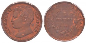 Napoléon II, Essai de 3 centimes en bronze , Paris, 1816, AE 6.4 g. 
Ref : G.114 (1989), Maz. 644 (R2)
Conservation : PCGS SP63 RB