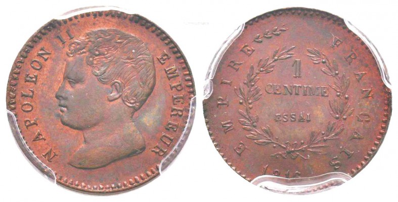 Napoléon II, Essai de 1 centime en bronze, Paris,  1816, AE 1.9 g. 
Ref : G.78,...