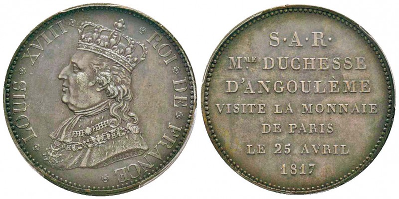 Module de 5 Francs 1817, visite de la duchesse d'Angoulême à la Monnaie de Paris...