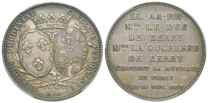 Louis XVIII, Monnaie de visite, module de 5 Francs, pour le duc et la duchesse d...