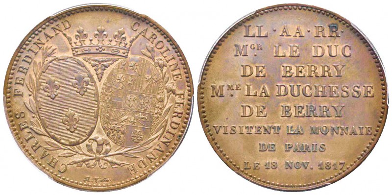 Monnaie de visite, module de 5 Francs, pour le duc et la duchesse de Berry à la ...