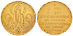 Louis XVIII, Module de 5 Francs, pour le ministre secrétaire d'État M. Roy, Paris, 1820, Bronze doré 22.99 g. 
Ref : Maz.795a variante dorée
Conserv...