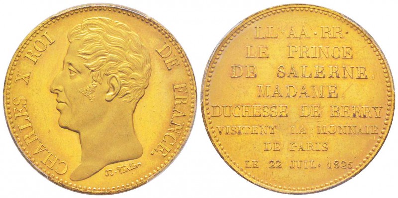 Charles X, Module de 5 Francs, visite du Prince de Salerne et Duchesse de Berry,...