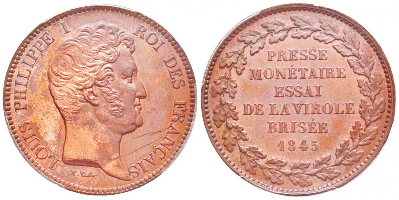 Louis Philippe I, Essai de 5 Francs par Thonnelier, Paris, 1845, AE 21.44 g. 
R...