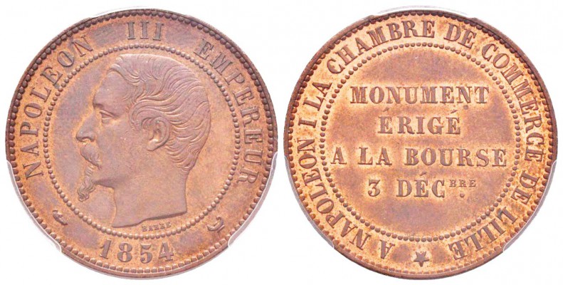 Second Empire, Napoléon III, Essai de 10 centimes,  1854 AE 10 g. 
Ref : G.251c...