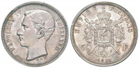 Napoléon IV, Essai de 5 Francs sur Flan Bruni, Bruxelles, 1874, AG 25.52g. 
Ref : G.741 (1989), Maz.1762 (R3)
Conservation : PCGS SP62 Specimen. Trè...
