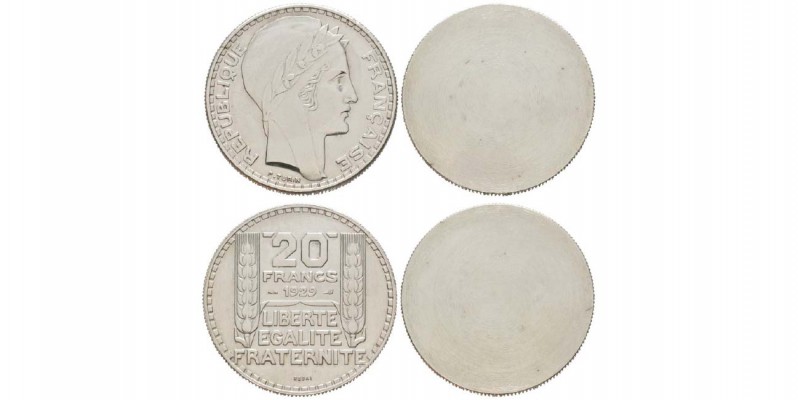 Troisième République, Essai uniface d'avers et du revers de 20 Francs Turin, 192...