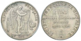 IIIe République, Essai d'alliage quaternaire 10 Francs, ND, AG 9.8 g. 680‰
Ref :  Taill.171.2, Maz.2609 (R2)
Conservation : PCGS SP62.Très Rare