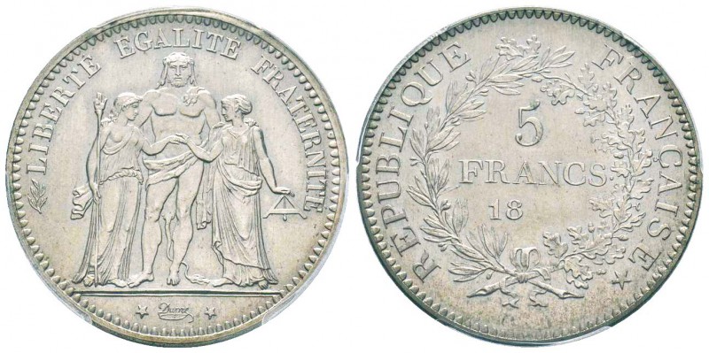 IIIème République, Epreuve en nickel du 5 Francs type « Hercule », Paris, 18--, ...
