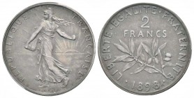 IIIème République, Piéfort de 2 Francs Semeuse Flan Mat, Paris, 1898, AG 18 g. 835‰
Ref : Taill.111.P1, Maz.2125b (R2)
Conservation : PCGS SP62
Cor...