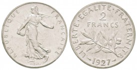 IIIème République, Piéfort de 2 Francs Semeuse, Paris, 1927, AG 20.02 g. 835‰
Ref :  Taill. 111.EP1, Maz.2572 (R2)
Conservation : PCGS SP66
Poinçon...