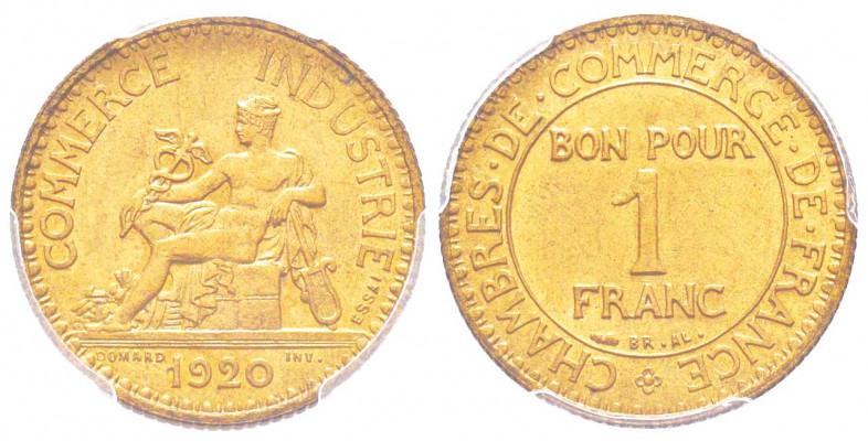 IIIème République, Essai de 1 Franc Chambres de Commerce, Paris, 1920, AE-Al 4.4...