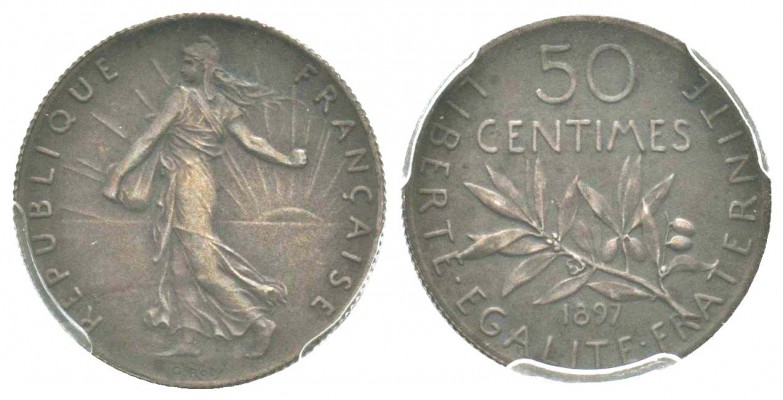 IIIème République, 50 centimes Semeuse Flan Mat, Paris, 1897, AG 2.48 g. 
Ref :...