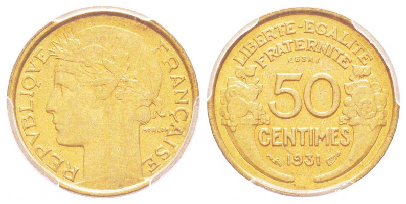 IIIème République, Essai de 50 centimes Morlon, 1931, Br-Al 2.04 g. 
Ref : G.42...