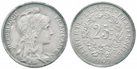 IIIème République, Piéfort de 25 centimes par Rude, Paris, 1909, Al 4.97 g. 
Ref : Taill. 64.EP, Maz.2289 (R2) variante Piéfort
Conservation : PCGS ...