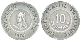 IIIème République, Essai de 10 centimes François Rude, Paris, 1905, Nickel 4.12 g. 
Ref : Taill.35.1, Maz.2279 (R2)
Conservation : PCGS SP62