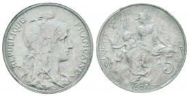 IIIème République, Essai de 5 centimes Daniel-Dupuis, Paris, 1908, Aluminium 1.51 g.
Ref : Taill.14.18, Maz.2205 (R2)
Conservation : PCGS SP64
Quan...