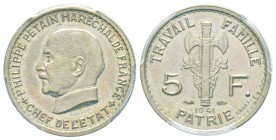 État français, Essai de 5 Francs Maréchal Pétain II type, Paris, 1941, Cu-Ni 3.93 g. 
Ref : G.764, Taill. 142.39
Conservation : PCGS SP64