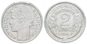 État français, Essai de 2 Francs Morlon flan épais, Paris, 1941, Aluminium  2.9 g. 
Ref : Taill. 114.6, Maz.2663 (R3)
Conservation : PCGS SP63. Rare...