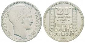 Gouvernement provisoire, Piéfort de 20 Francs Turin 1945, Cu-Ni. 20 g.  
Ref : Taill.206.EP, Maz 2745a (R3)        
Conservation : PCGS SP65        ...