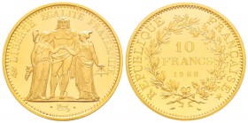 Cinquième République, Piéfort or de 10 Francs Hercule, 1968, AU 84.1 g. 920‰               
Ref : Taill.183.P2             
Conservation : NGC Proof...