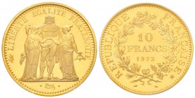 Cinquième République, Piéfort or de 10 Francs Hercule, 1973, AU 84.1 g. 920‰               
Ref : Taill.183.P2, KM#P459               
Conservation ...