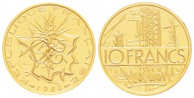 Cinquième République, Piéfort en or de 10 Francs Mathieu 1984, AU 38.9 g. 920‰                         
Ref : Taill.186.P3     
Conservation : NGC P...