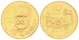 Cinquième République, Piéfort en or de 10 Francs Victor Hugo 1985, AU 38.9 g. 920‰                         
Ref : Taill.191.P3     
Conservation : N...