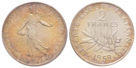 Cinquième République, Essai de 2 Francs Semeuse, 1959, AG 8.5 g. 900‰              
Ref : G.540, Taill.120.3, Maz. 2831
Conservation : PCGS SP67    ...