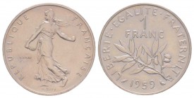 Cinquième République, Piéfort de 1 Franc Semeuse, 1959, Ni 12 g.              
Ref : Taill.104.EP
Conservation : PCGS SP65    
Quantité : 104 exemp...