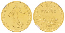 Cinquième République, Piéfort en or de 1/2 Franc Semeuse, 1978, AU  18.5 g.  920‰                          
Ref : Taill.91.P3     
Conservation : NG...