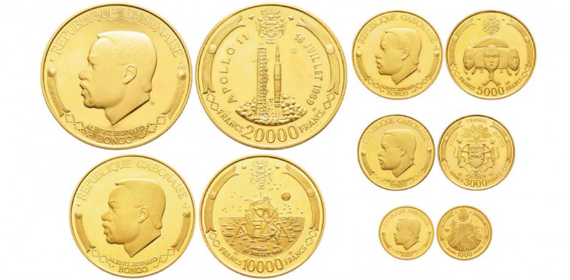 Gabon
Coffret de 5 monnaies en or de 20000, 10000, 5000, 3000 et 1000 Francs, 1...