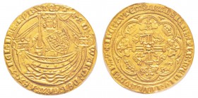 Grande Bretagne, Edward III 1327-1377
Noble or, Calais, AU 7.7 g.     
Ref : Fr.95, Spink 1505               
Conservation : PCGS MS62