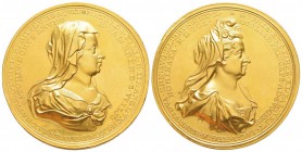 Grande Bretagne, Guillaume III 1689-1702
Médaille en or, 1701, Hannover Matilda & Sofia, par Samuel Lambelet, AU 172 g 65 mm
Avers : SOPHIA. EX. STI...