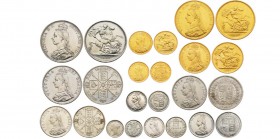 Grande Bretagne, Victoria I 1837-1901
jubilee coinage, coffret de 12 monnaies en or et argent de 5 Pounds à 3 pence, 1887.
Ref : Fr.391, KM#768, Spi...