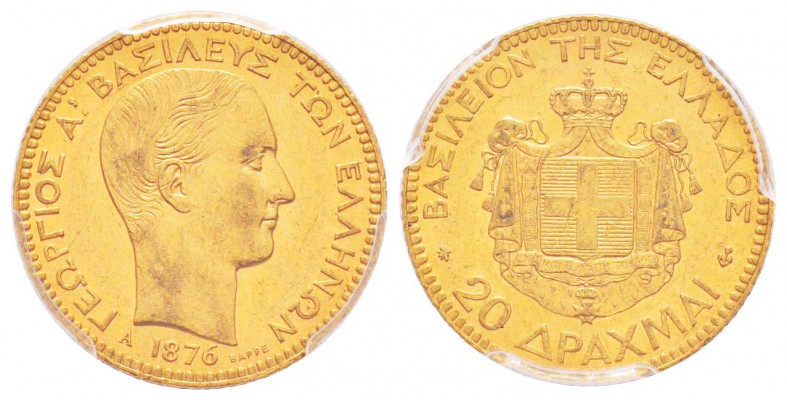 Grèce, Georges I 1863-1913                 
20 Drachmes, 1876, AU 6.45 g. 900‰ ...