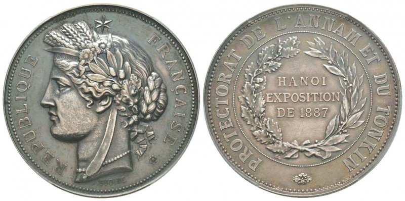 Indochine
Médaille en argent par Eugène-André Oudiné, Annan, 1887, Hanoi Exposi...