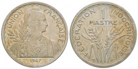 Indochine française, Piéfort de 1 Piastre, 1947, Cu-Ni 36.5 g.              
Ref : Lec. 318           
Conservation : PCGS SP64                