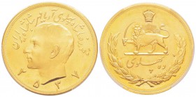 Iran, Muhammad Reza Pahlavi Shah SH 1320-1358 (1941-1979)
10 Pahlavi, MS 2537 (1978), AU 81.36 g. 900‰
Ref : Fr.98a, KM#1213
Conservation : PCGS MS...