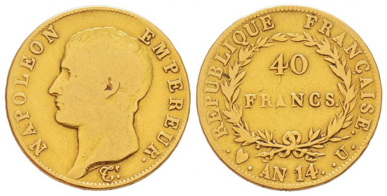 Napoléon en Italie, Département de l'Éridan 1802-1814       
40 Francs AN 14 U,...