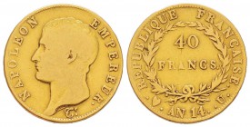 Napoléon en Italie, Département de l'Éridan 1802-1814       
40 Francs AN 14 U, Turin, AU 12.63 g.               
Ref : G.1081, Mont 16 (R4), Pag 11...
