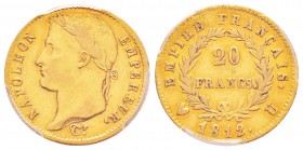 Napoléon en Italie, Département de l'Éridan 1802-1814       
20 Francs 1812 U, Turin, AU 6.43 g.               
Ref : G.1025, Mont 25 (R), Pag 20   ...