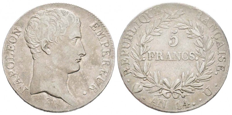 Napoléon en Italie, Département de l'Éridan 1802-1814       
5 Francs AN 14 U, ...