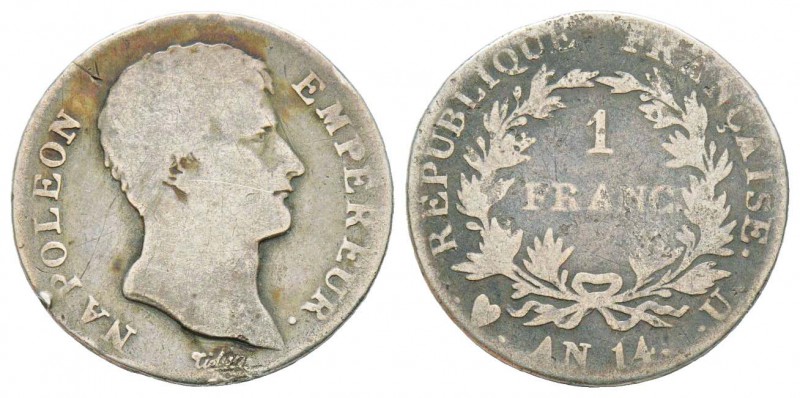 Napoléon en Italie, Département de l'Éridan 1802-1814       
1 Franc AN 14 U, T...