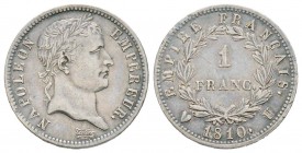 Napoléon en Italie, Département de l'Éridan 1802-1814       
1 Franc, Turin, 1810 U,  AG 4.98 g. 
Ref : G.447, Mont 55 (R4), Pag 50
Conservation : ...