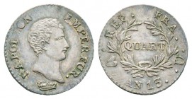 Napoléon en Italie, Département de l'Éridan 1802-1814       
Quart de Franc, Turin, AN 13 U, AG 1.25 g. 
Ref : G.346, Mont 66 (R3), Pag 60
Conserva...