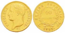 Département de Gênes 1805-1814    
40 Francs, Genova, 1813 CL, AU 12.85 g.                
Ref : G.1084, Mont 99 (R4), Pag -               
Conserv...
