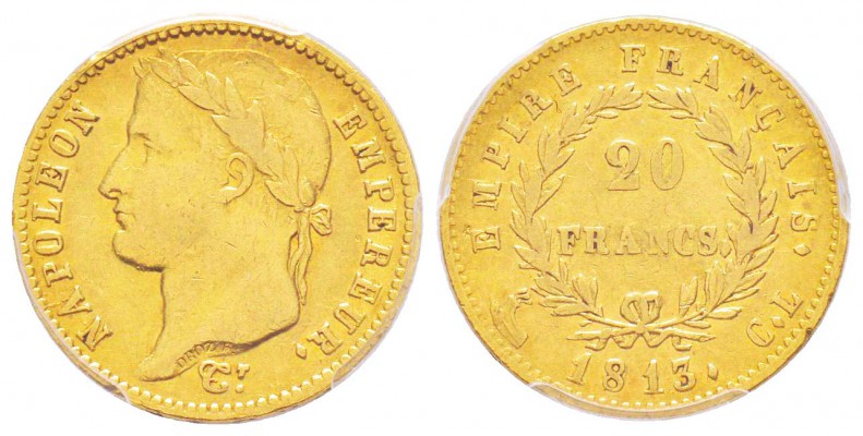 Département de Gênes 1805-1814    
20 Francs, Genova, 1813 CL, AU 6.43 g.      ...